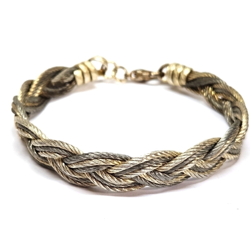 VINTAGE Tri-Color Braided Stainless Steel Bracelet Storage Bag Unisex